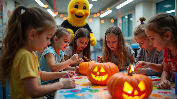 डरावनी रचनात्मकता: जो डिमैगियो अस्पताल में गुलाबी कद्दू की चमक